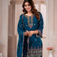 Teal Scalloped Sharara Suit