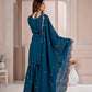 Teal Scalloped Sharara Suit