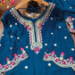 Teal Scalloped Sharara Suit
