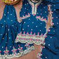 Teal Scalloped Sharara Suit