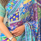 Blue Patchwork Mirror Saree