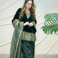 Emerald Velvet Gota Border Suit