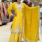 Sunshine Yellow Chinon Embroidered Palazzo Set