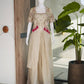 Ivory Floral Tassel Cape Palazzo Set