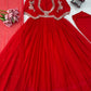 Red Potli Button Empire Anarkali