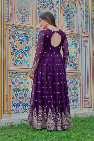 Embroidered Georgette Anarkali Gown Set with Dupatta