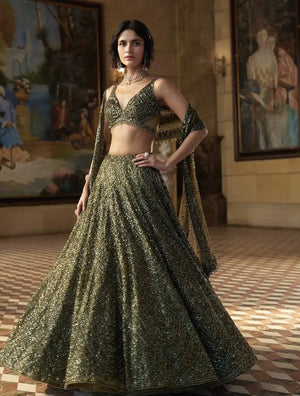 Chinon Silk Lehenga Set for Wedding and Reception Wear