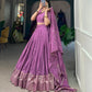 Pure Chanderi Zari Weaving Lehenga Set with Dupatta