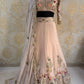 Blush Pink Floral Embroidered Faux Georgette Lehenga Set with 4 Meter Flare