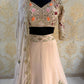 Blush Pink Floral Embroidered Faux Georgette Lehenga Set with 4 Meter Flare