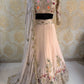 Blush Pink Floral Embroidered Faux Georgette Lehenga Set with 4 Meter Flare