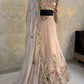 Blush Pink Floral Embroidered Faux Georgette Lehenga Set with 4 Meter Flare