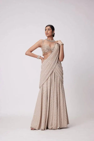 Georgette Ready-to-Wear Lehenga Saree with Thread Sequin Work | Festive Party Wear