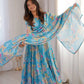Soft Organza Silk Floral Anarkali Set with Gota Patti Dupatta