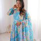 Soft Organza Silk Floral Anarkali Set with Gota Patti Dupatta