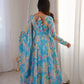 Soft Organza Silk Floral Anarkali Set with Gota Patti Dupatta