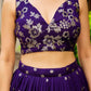 Embroidered Vichitra Lehenga with Blouse and Dupatta