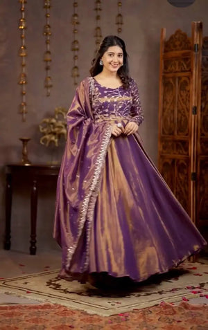 Heavy Cosmos Silk Designer Anarkali Suit Set with Embroidery Sequence Dupatta