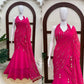 Rani Pink Fishcut Ready to wear Half Saree & half Lehengha