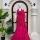 Rani Pink Fishcut Ready to wear Half Saree & half Lehengha