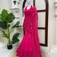 Rani Pink Fishcut Ready to wear Half Saree & half Lehengha