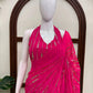 Rani Pink Fishcut Ready to wear Half Saree & half Lehengha
