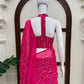 Rani Pink Fishcut Ready to wear Half Saree & half Lehengha