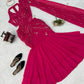 Rani Pink Fishcut Ready to wear Half Saree & half Lehengha