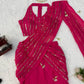 Rani Pink Fishcut Ready to wear Half Saree & half Lehengha