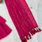 Rani Pink Fishcut Ready to wear Half Saree & half Lehengha