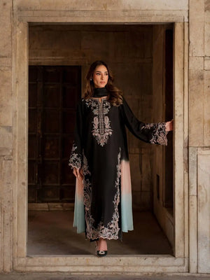 Pure Muslin Floral Print Partywear Gown Set
