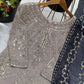 Embroidered Faux Georgette Gharara Suit Set with Dupatta
