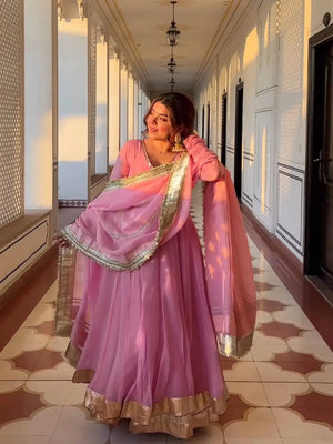 Designer Heavy Tabby Organza Anarkali Suit Set