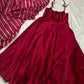 Crimson Silk Tassel Cami Gown