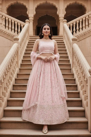 Elegant Bridal Georgette Lehenga Choli Set for Wedding and Reception Occasions