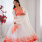 Coral Bloom Organza Taby Silk Digital Print Anarkali Gown Set