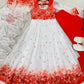 Coral Bloom Organza Taby Silk Digital Print Anarkali Gown Set