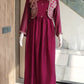 Wine Honeycomb Jacket Flared Gown
