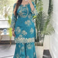 Teal Digital Print Sharara