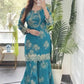 Teal Digital Print Sharara