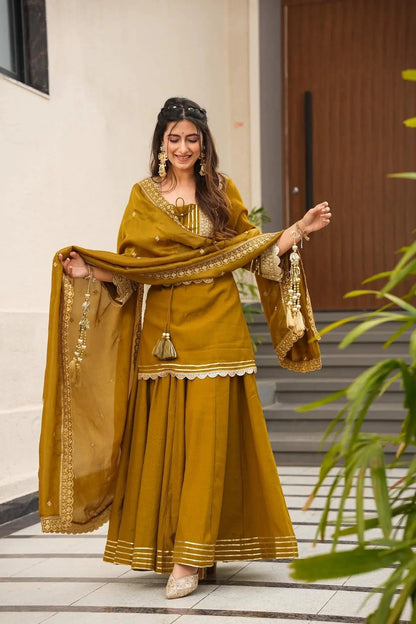 Mustard Gota Flared Sharara