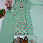 Mint Chikankari Floral Suit