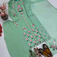 Mint Chikankari Floral Suit