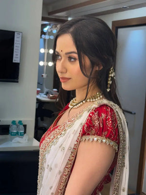 Designer Mirror Work Pure Georgette Saree with Banglori Embroidered Blouse