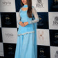 Sky Blue Cutwork Peplum Palazzo Set