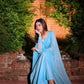 Sky Blue Cutwork Peplum Palazzo Set