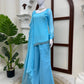 Sky Blue Cutwork Peplum Palazzo Set
