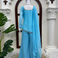 Sky Blue Cutwork Peplum Palazzo Set