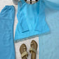 Sky Blue Cutwork Peplum Palazzo Set