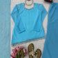 Sky Blue Cutwork Peplum Palazzo Set